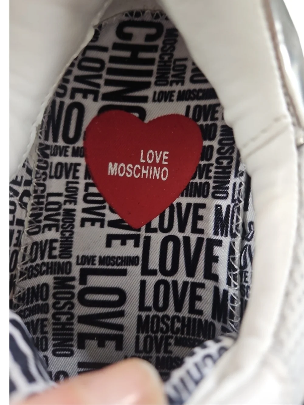 Love Moschino White Logo Band Mesh Sneakers Crisscross Chunky Running Shoes 9 - Picture 10 of 16